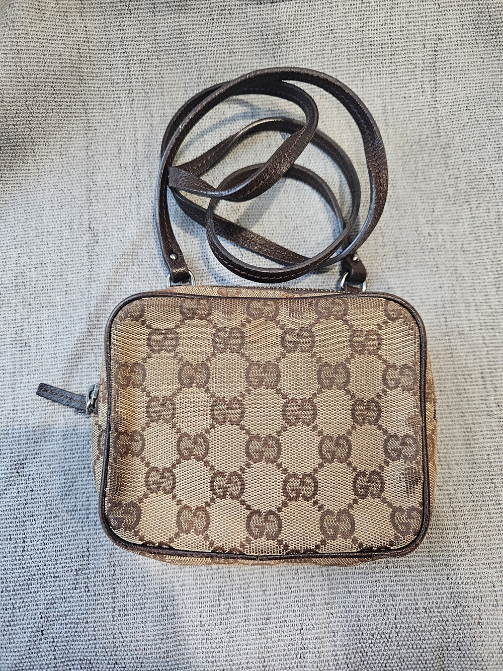 Authentic Mini Gucci Brown GG Canvas Crossbody Shoulder Bag